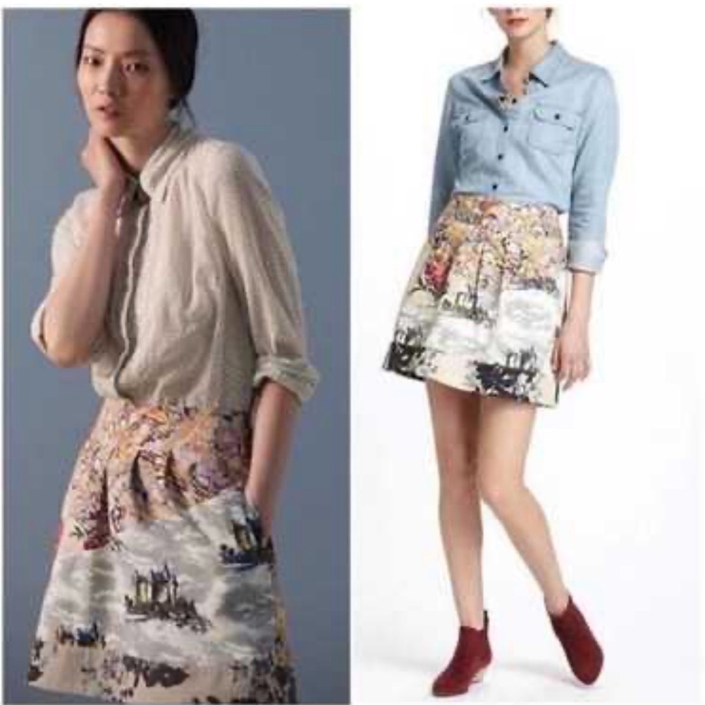 Anthropologie Leifnotes Flora Fortress patchwork print skirt-Sz 8 but runs small